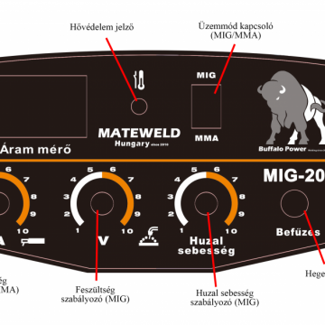MATEWELD Hungary Buffalo Power™ MIG-200 inverteres co hegesztőgép csomagban