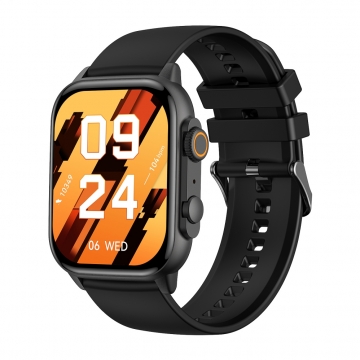FitMate™ Wave Okosóra - Fekete, Cserélhető Fekete Szilikon szíjjal