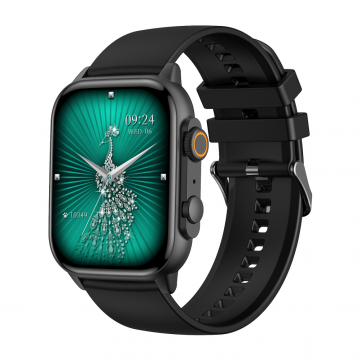 FitMate™ Wave Okosóra - Fekete, Cserélhető Fekete Szilikon szíjjal