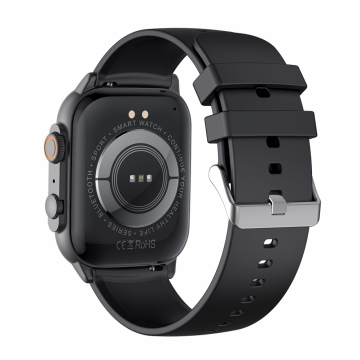 FitMate™ Wave Okosóra - Fekete, Cserélhető Fekete Szilikon szíjjal