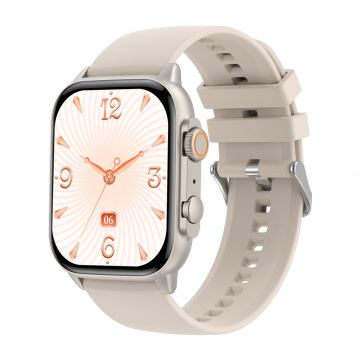 FitMate™ Wave Okosóra - Ezüst, Cserélhető Ivory White Szilikon szíjjal
