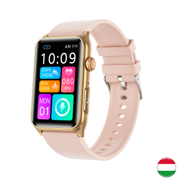 FitMate™ Nuvia Rosegold EKG okosóra- Rózsaszín szilikon szíjjal