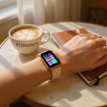 FitMate™ Nuvia Rosegold EKG okosóra- Bézs szilikon szíjjal