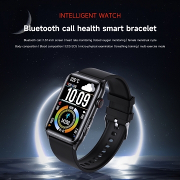  FitMate™ Nuvia Fekete EKG okosóra- Fekete szilikon szíjjal