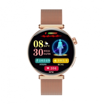 FitMate Lirox Rosegold EKG okosóra- Fém szíjjal