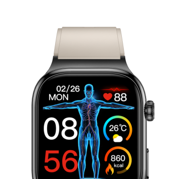  FitMate™ Zenox EKG Fekete okosóra- Bézs szilikon szíjjal