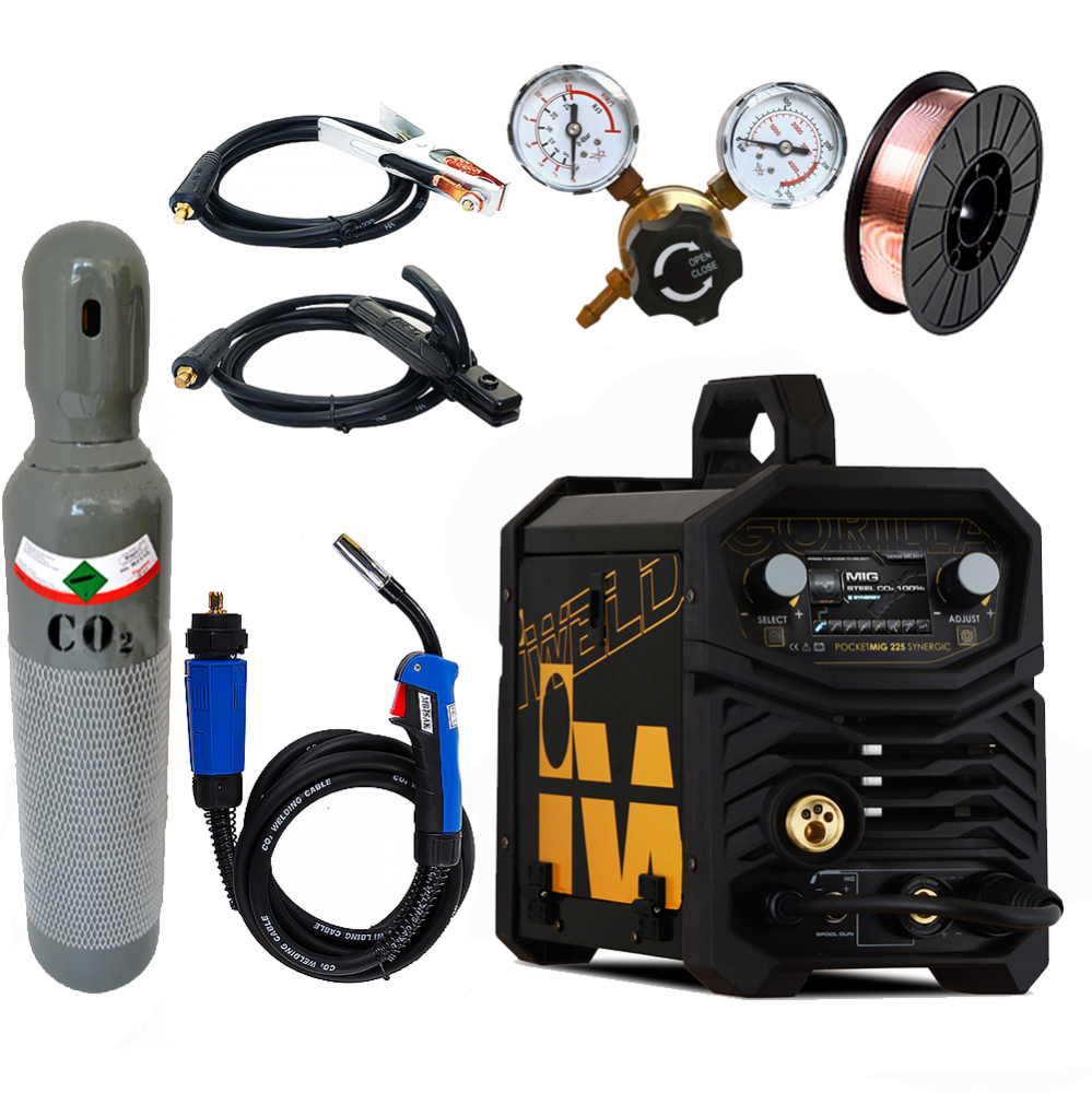 IWELD GORILLA POCKETMIG 225 (180A) Synergic hegesztő inverter Teljes csomagban