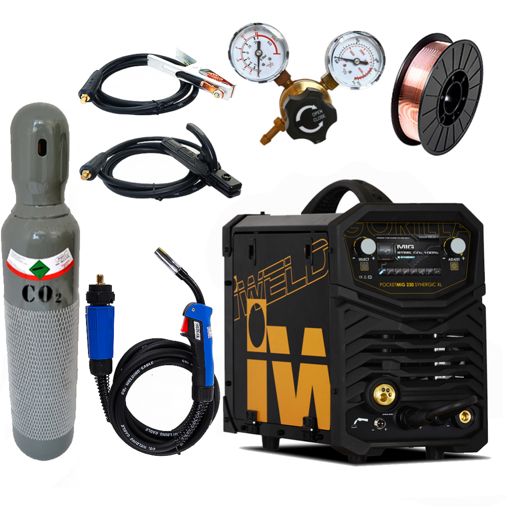 IWELD GORILLA POCKETMIG 230 (220A) Synergic XL hegesztő inverter Teljes csomagban