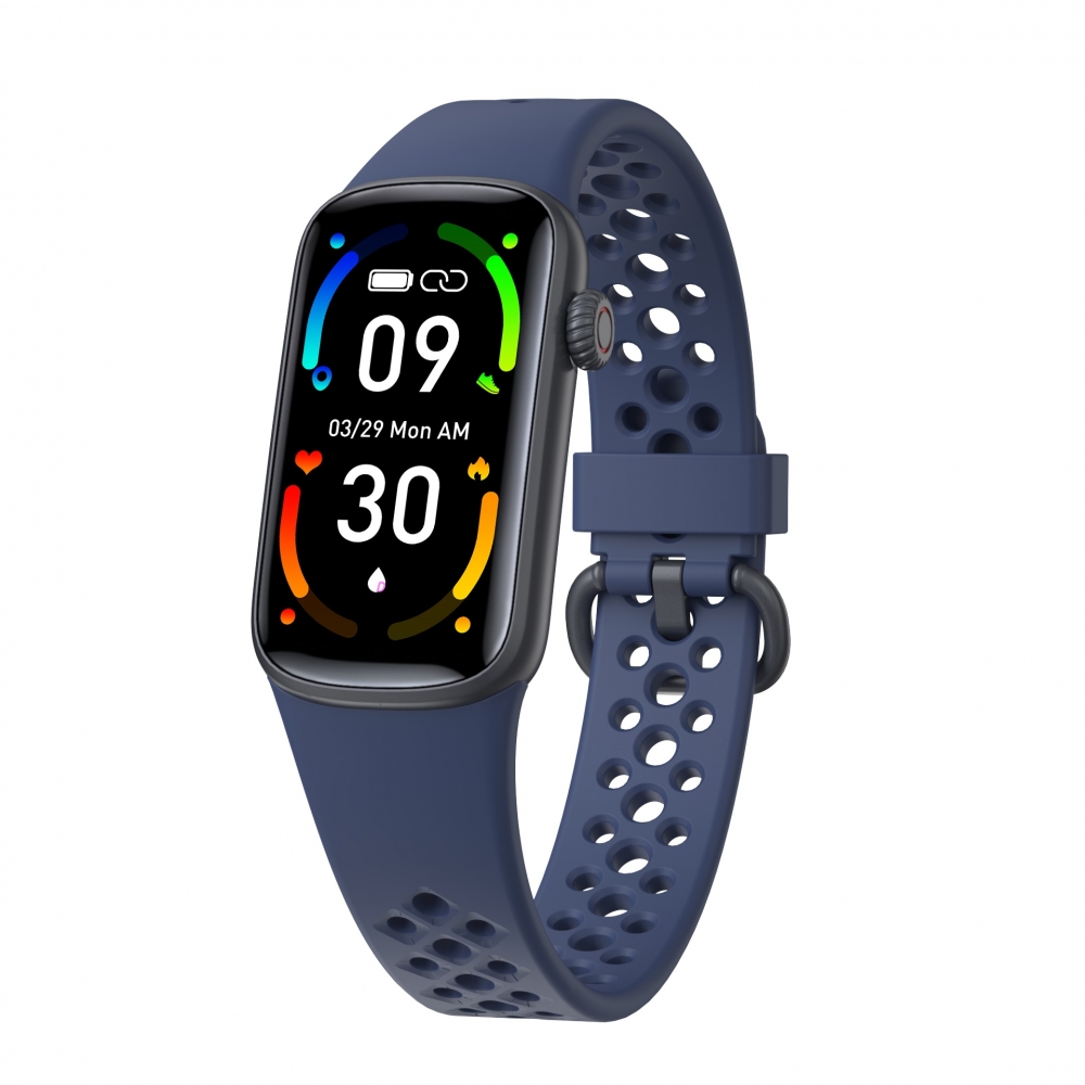 FitMate™ H91 Okoskarkötő - Fekete, Kék Szilikon szíjjal