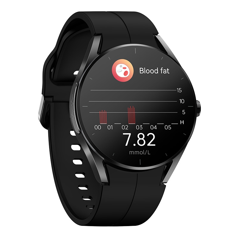 FitMate™ KS05 EKG Okosóra - Fekete, Fekete Quick Release Szilikon szíjjal