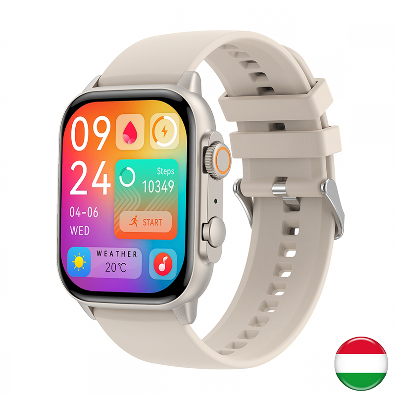 FitMate™ Wave Okosóra - Ezüst, Cserélhető Ivory White Szilikon szíjjal