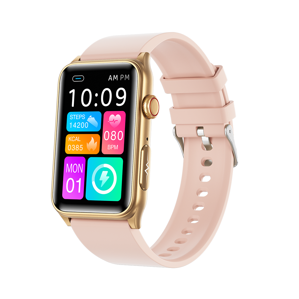 FitMate™ Nuvia Rosegold EKG okosóra- Rózsaszín szilikon szíjjal