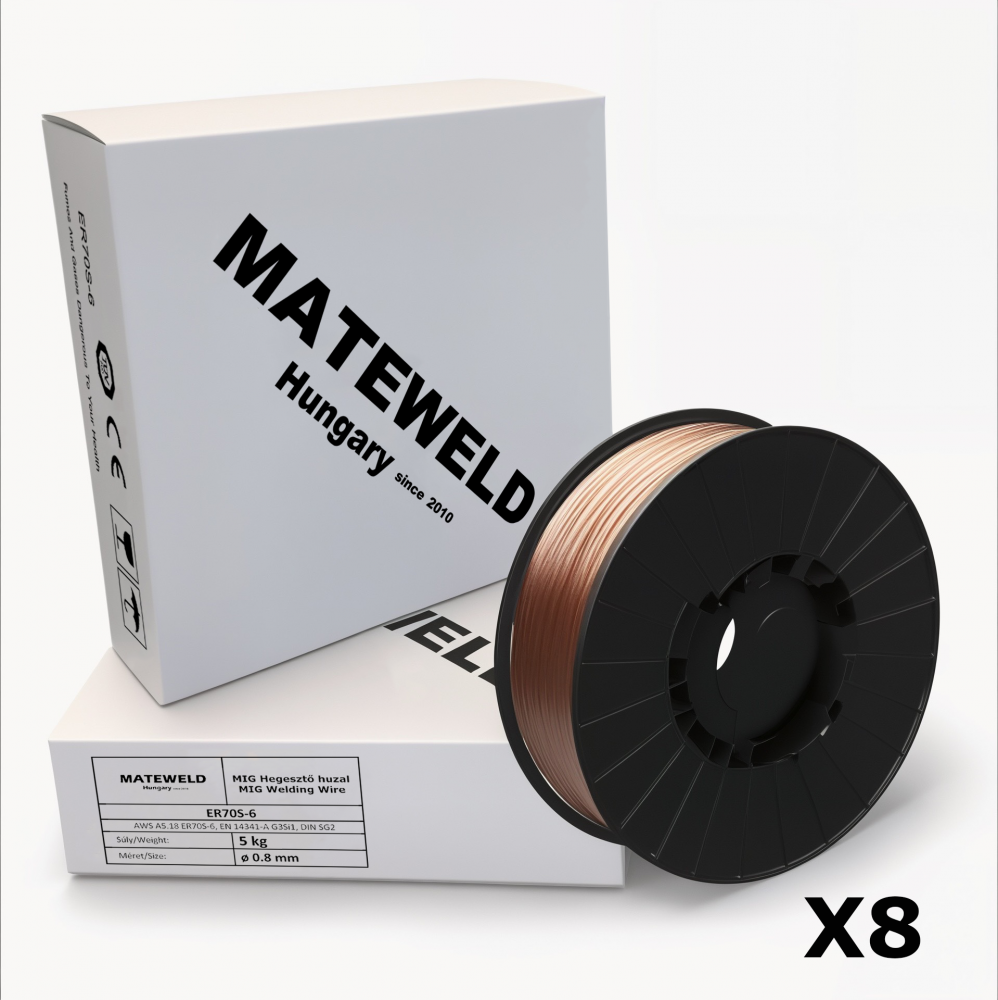 MATEWELD Hungary Hegesztő huzal rezezett acél (SG2) 0,8mm 5kg (200mm) - 8 db