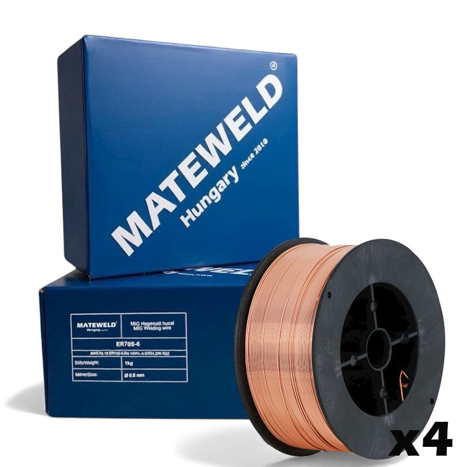 MATEWELD Hungary hegesztő huzal rezezett acél (SG2) 0,8mm 1kg (100mm) - 4db
