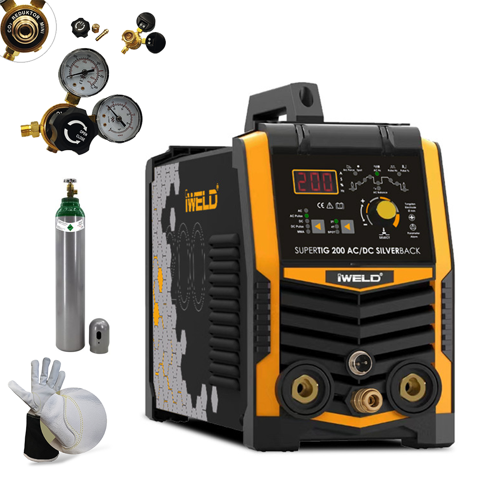 IWELD GORILLA SUPERTIG 200 AC/DC SILVERBACK hegesztő inverter csomagban