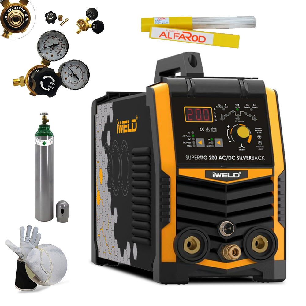 IWELD GORILLA SUPERTIG 200 AC/DC SILVERBACK hegesztő inverter teljes csomagban