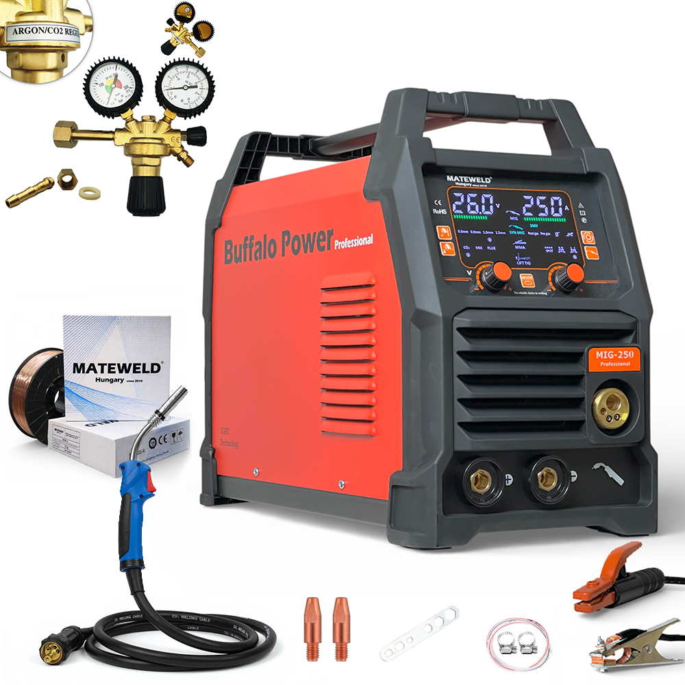 MATEWELD Hungary Buffalo Power™ MIG-250 inverteres co hegesztő csomagban