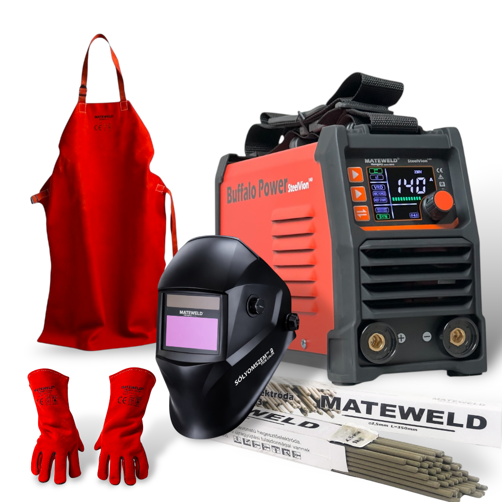 MATEWELD Hungary Buffalo Power SteelVion 140 inverteres hegesztő + Lift-Tig funkció teljes csomagban