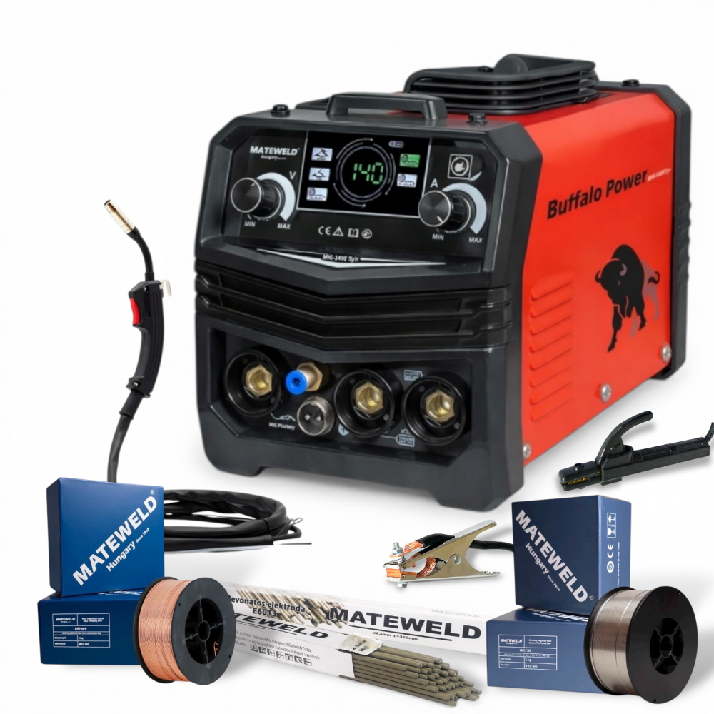 MATEWELD Hungary Buffalo Power™ MIG-140E Syn porbeles hegesztő csomagban