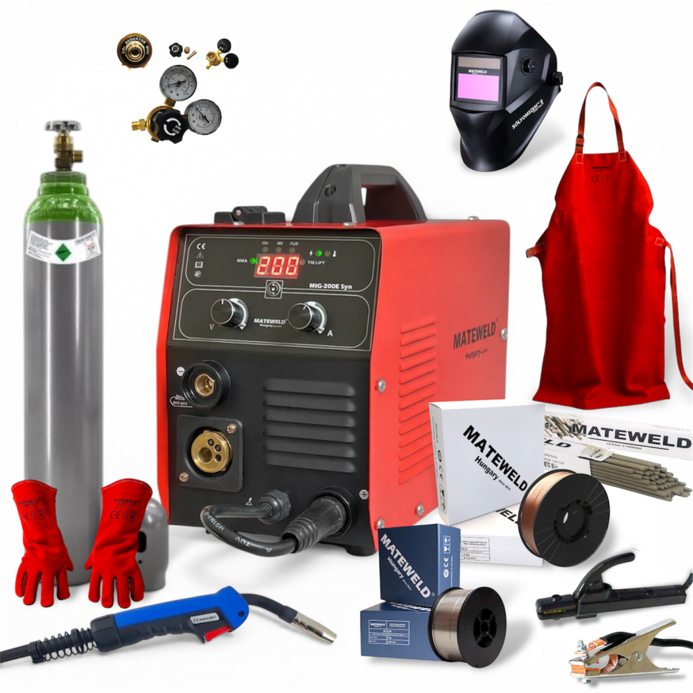 MATEWELD Hungary Buffalo Power™ MIG-200E Syn inverteres hegesztő teljes csomagban