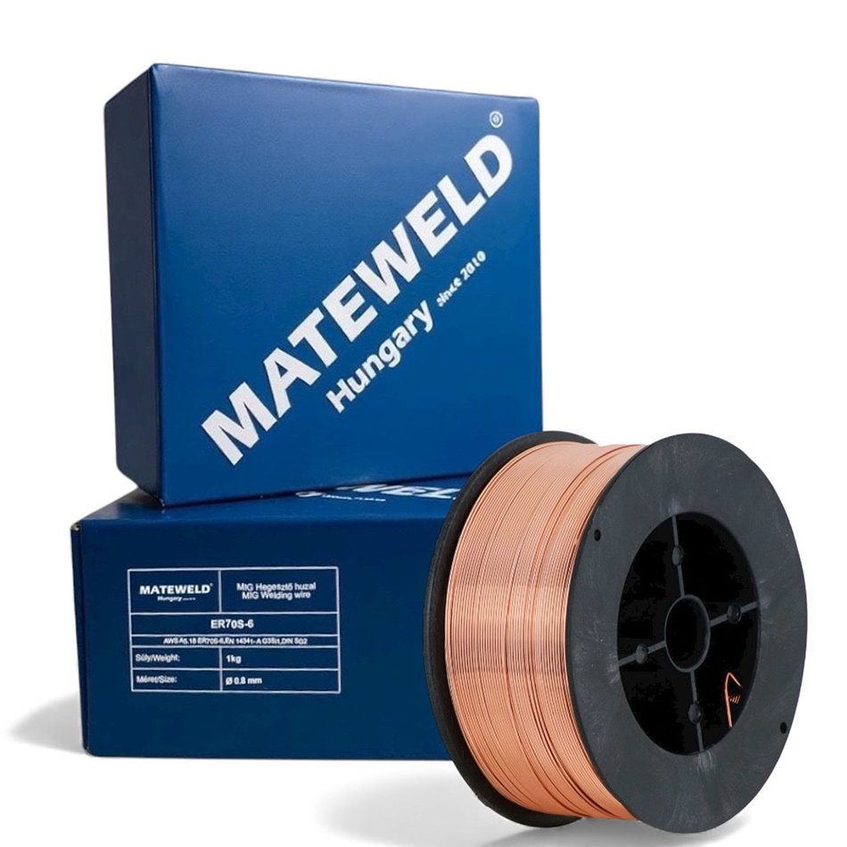 MATEWELD Hungary hegesztő huzal rezezett acél (SG2) 0,8mm 1kg (100mm) /OUTLET TERMÉK