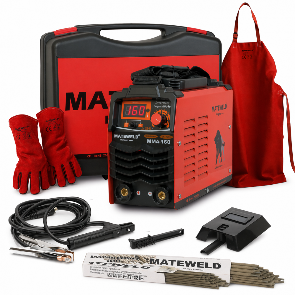 MATEWELD Hungary Buffalo Power™ MMA 160 inverteres hegesztő + Lift Tig funkció, Kofferrel, csomagban