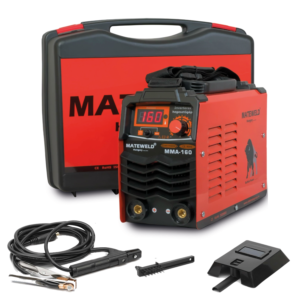 MATEWELD Hungary Buffalo Power™ MMA 160 inverteres hegesztő + Lift Tig funkció, Kofferrel/OUTLET TERMÉK 