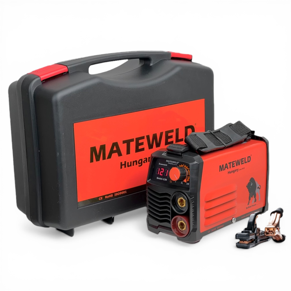 MATEWELD Hungary Buffalo Power™ Super Mini 120 inverteres hegesztő + Lift Tig funkció, Kofferrel/OUTLET TERMÉK 