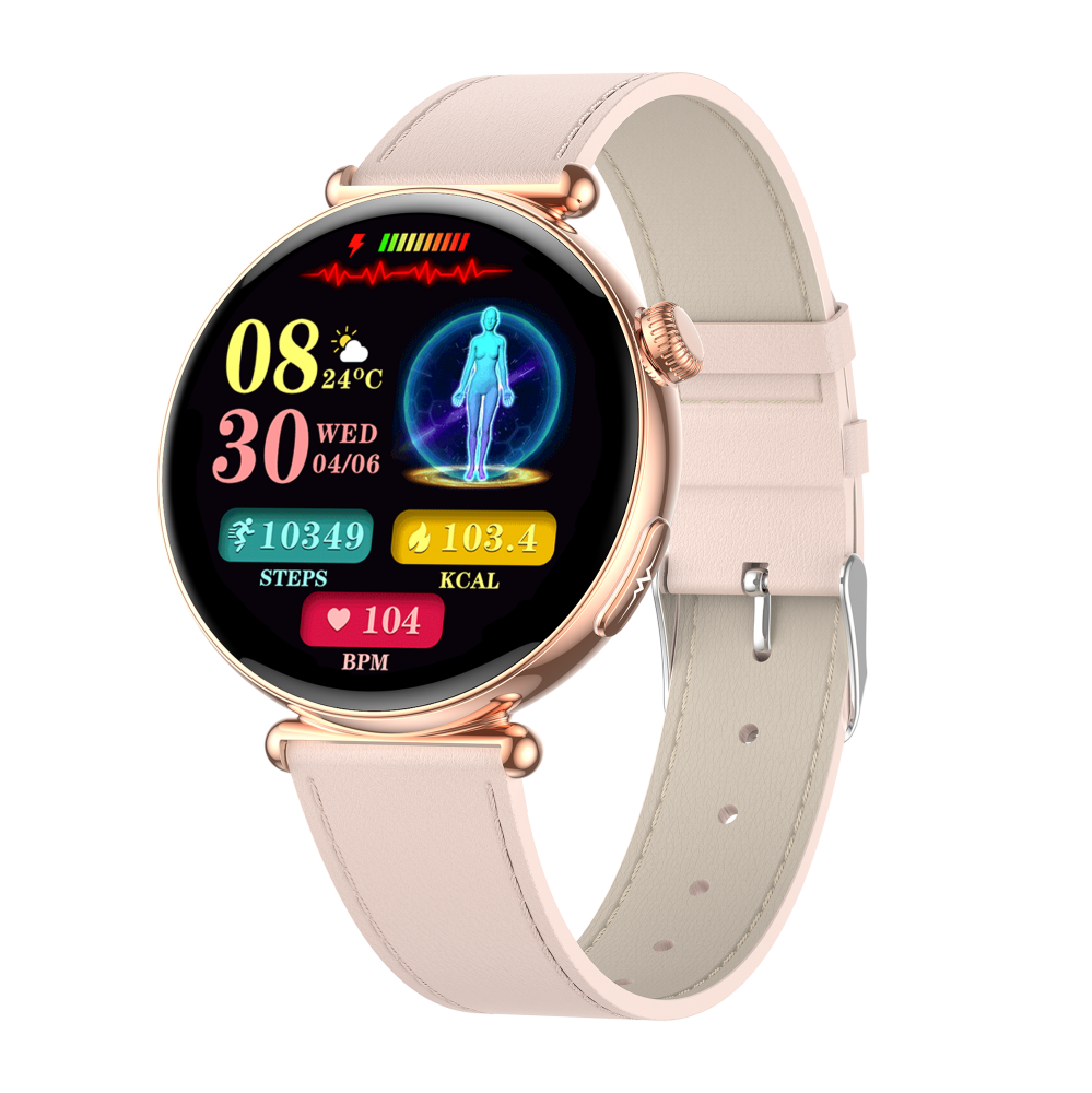 FitMate Lirox Rosegold EKG okosóra- Rózsaszín bőr szíjjal
