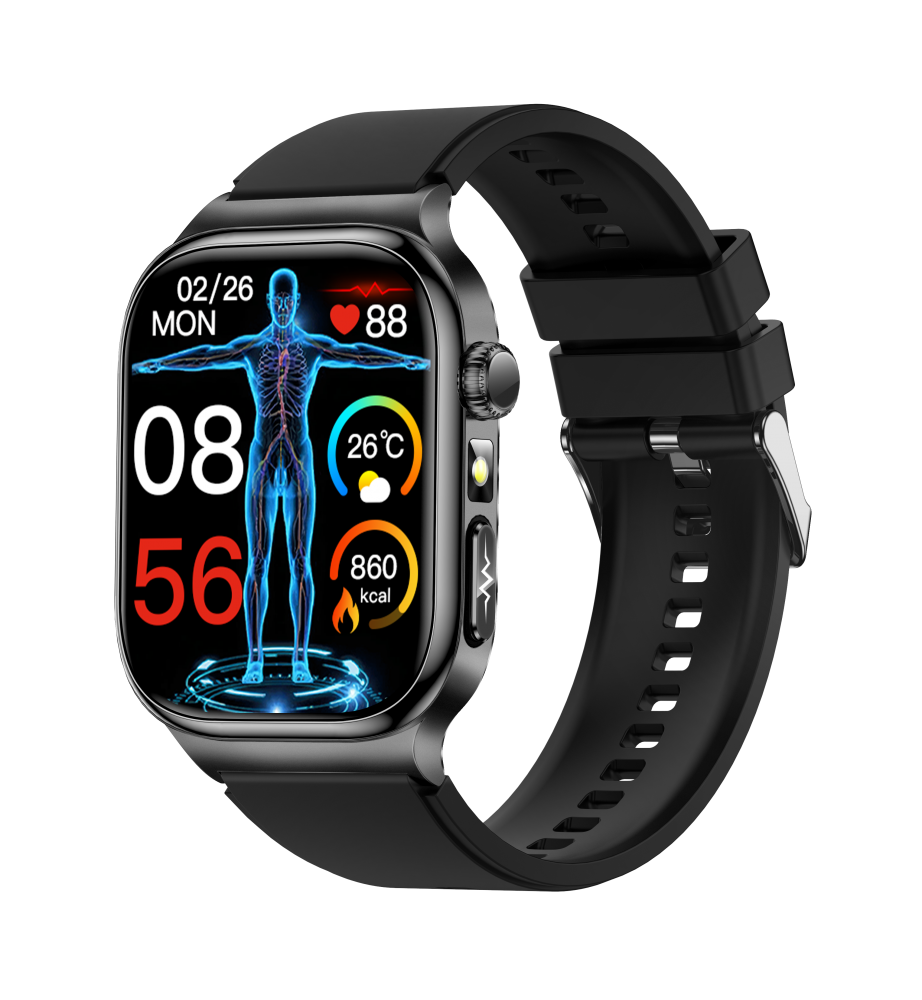  FitMate™ Zenox Fekete EKG okosóra- Fekete szilikon szíjjal
