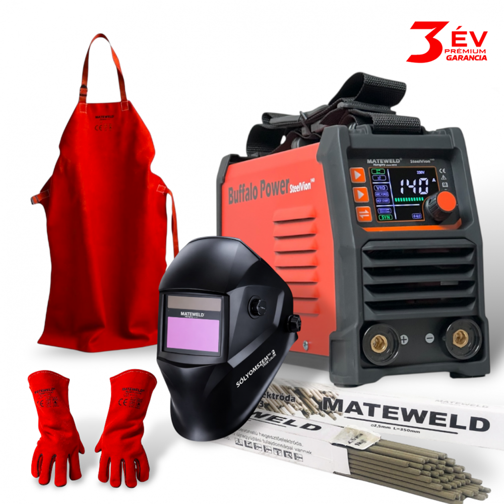 MATEWELD Hungary Buffalo Power SteelVion 140 inverteres hegesztő + Lift-Tig funkció teljes csomagban