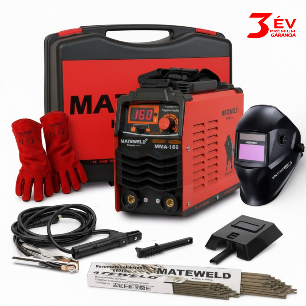 MATEWELD Hungary Buffalo Power™ MMA 160 inverteres hegesztő + Lift Tig funkció, Kofferrel, csomagban