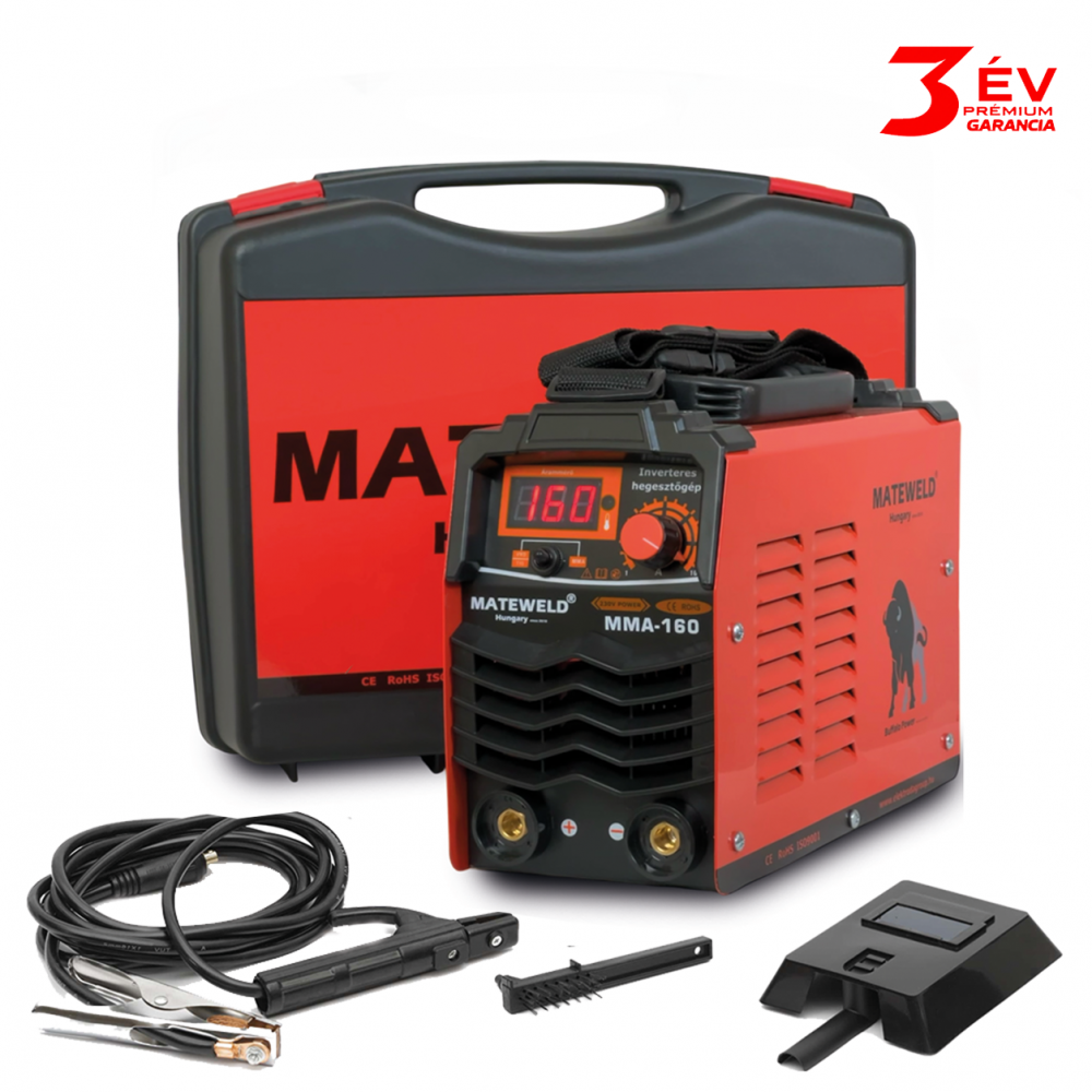 MATEWELD Hungary Buffalo Power™ MMA 160 inverteres hegesztő + Lift Tig funkció, Kofferrel /OUTLET TERMÉK